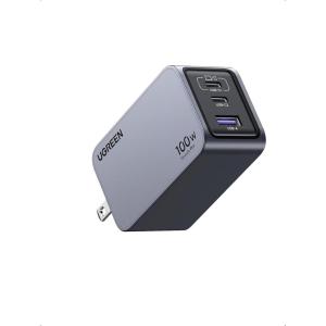 imageUGREEN Nexode Pro 100W GaN USB C Wall Charger 3Port Compact Fast PPS Charger for MacBook ProAir Pixelbook iPad iPhone 171615 Series Galaxy S25S24 Pixel 109 Steam Deck