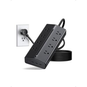 imageUGREEN Power Strip 20 in 1 with 20W USB C Fast Charging16AC  1USB C  3USB AWider Outlet Spacing 15M Durable Extension Cord for HomeOfficeDormTravel TUV Listed