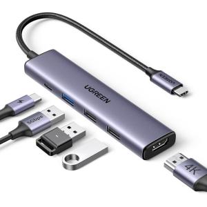 imageUGREEN Revodok 105 USB C Hub 5 in 1 Multiport Adapter 4K HDMI 100W Power Delivery 3 USBA Data Ports USB C Dongle for MacBook ProAir iPad Pro iMac iPhone 16 ProPro Max XPS Thinkpad