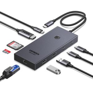 imageUGREEN Revodok Pro 9 in 1 USB C Hub Gigabit Ethernet Adapter 4K60Hz HDMI 100W PD Charging USB A Data Ports SDTF Card Reader Compatible with Mac M1 M2 M3M4 Steam Deck