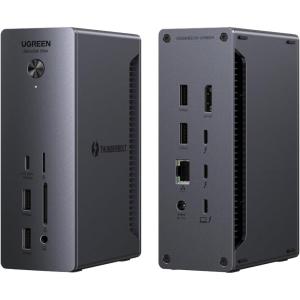imageUGREEN Thunderbolt 4 Dock Revodok Max 213 13in1 40Gbps Docking Station with Dual 4K60Hz Single 8K Display 90W Charging for Laptop 25GbE SDTF 40 for MacBook Surface Pro and More