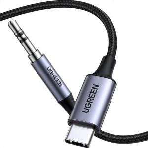 imageUGREEN USB C to Aux Type C to 35mm Audio Adapter HiFi Stereo Cord Headphone Male Car Auxiliary Cable Compatible with iPhone 17 16 15 Pro Max Galaxy S25 S24 Ultra iPad Pixel 10 Grey 33FTGrey