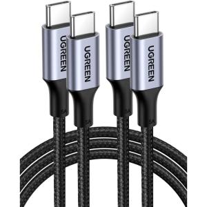 imageUGREEN USB C to USB C Cable 100W 2Pack USB C Charger Cable for iPhone 1717 Air17 Pro17 Pro Max16 MacBook Pro iPad Pro Dell XPS Samsung Galaxy S25S24S22 Ultra Switch Pixel 33FT BlackBlack