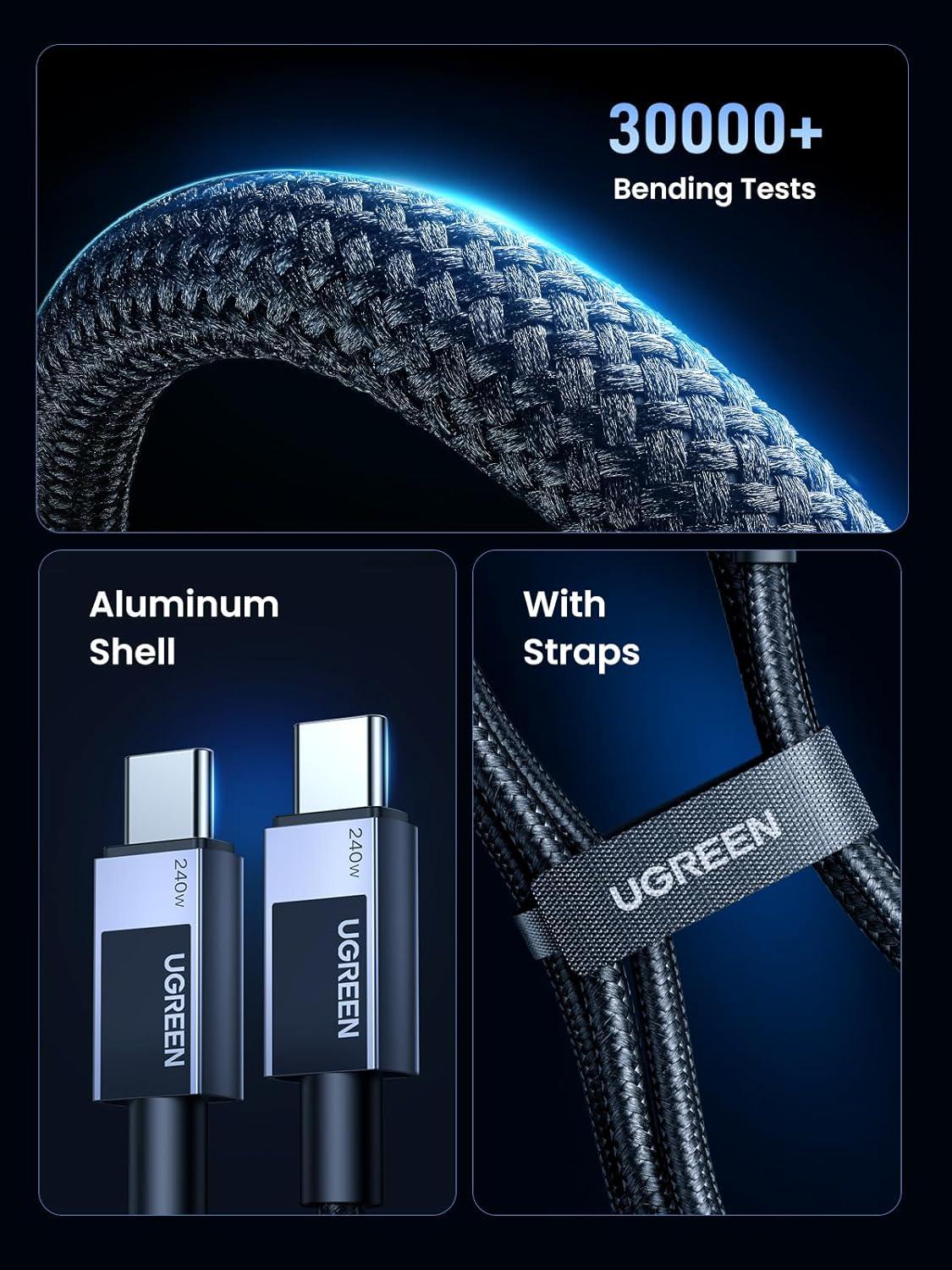 imageUGREEN 240W USB C Cable Fast Charging USB C Charger Cable Type C Cord Compatible with MacBook ProAir iPhone 1717 Pro17 Pro Max1614 Galaxy S25S25S24 iPad ProAirMini 6 33FT16FT