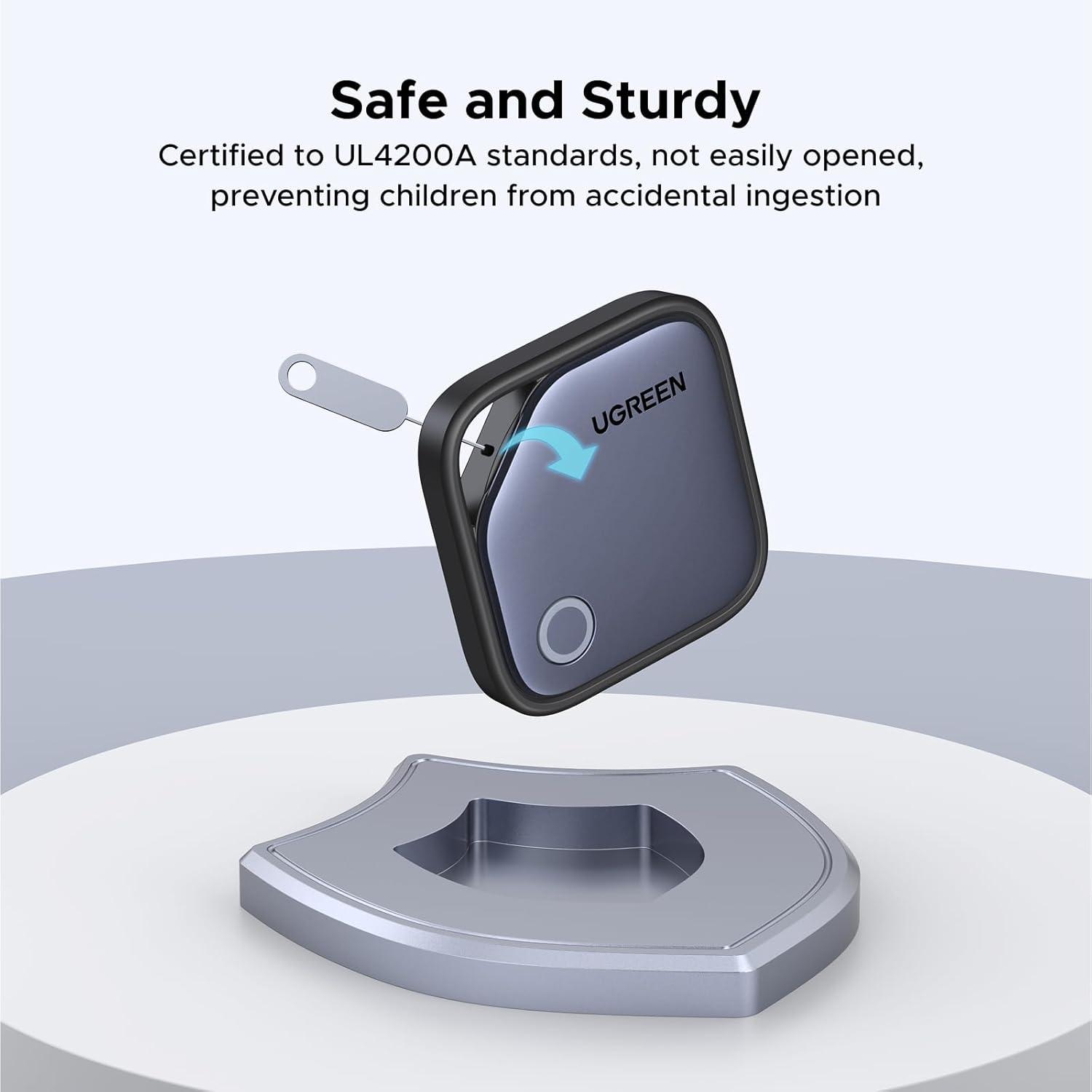 imageUGREEN 2Pack FineTrack Smart Finder Compatible with Apple Find My iOS Only 2Year Replaceable Battery Bluetooth Tracker Tags Item Finder Smart Tag for Key Luggage Passport