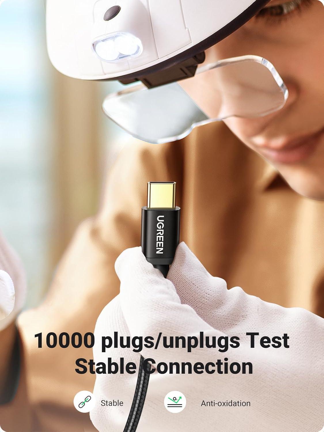 imageUGREEN 2Pack USB C Cable 3A Fast Charge USB A to Type C Cable Braided USB C Charger Cord Compatible with iPhone 1616 Plus16 Pro15 Samsung Galaxy A03sA10eA20A50A51S20LG G8G7 33ft Black