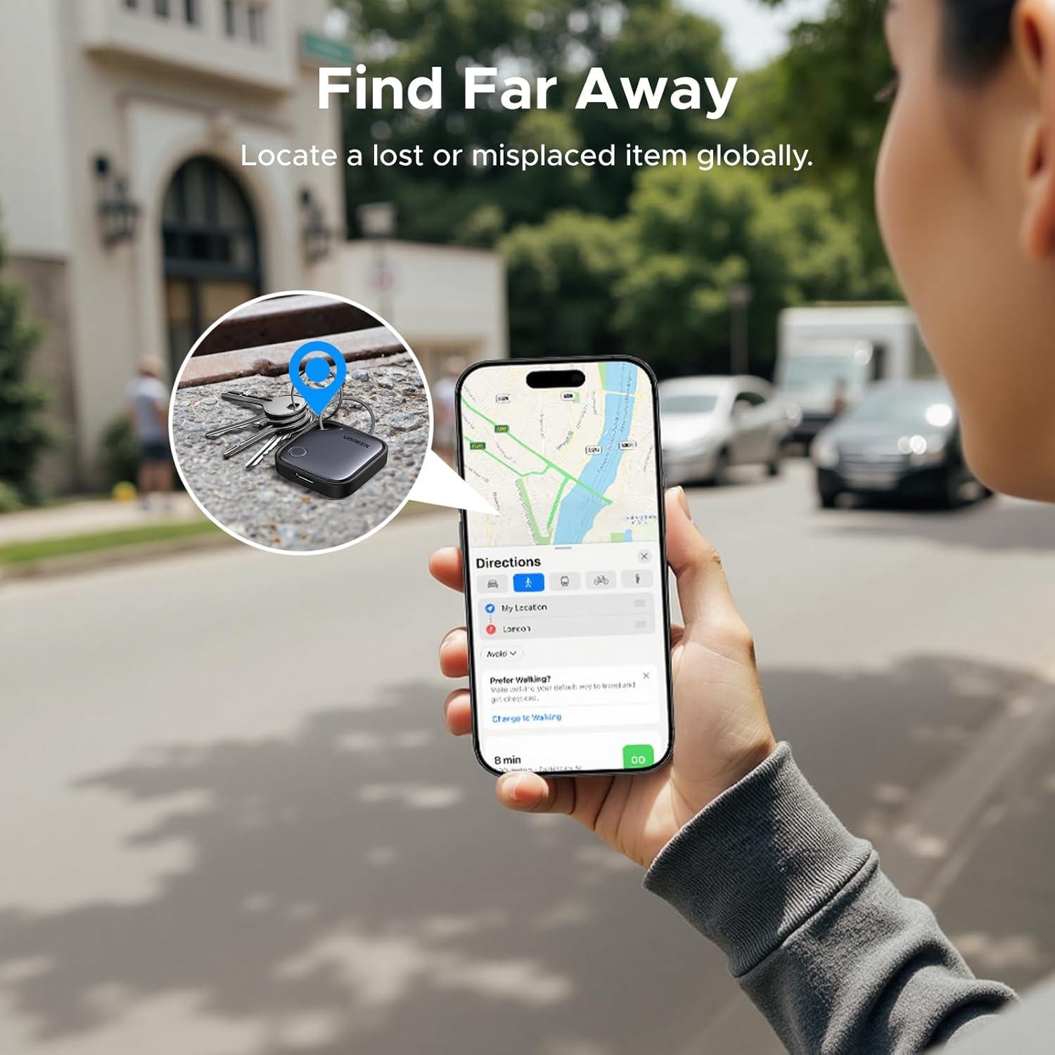 imageUGREEN 4Pack FineTrack Smart Finder Compatible with Apple Find My iOS Only 1Year USBC Rechargeable Bluetooth Tracker Tags Item Finder Smart Tag for Key Luggage Passport
