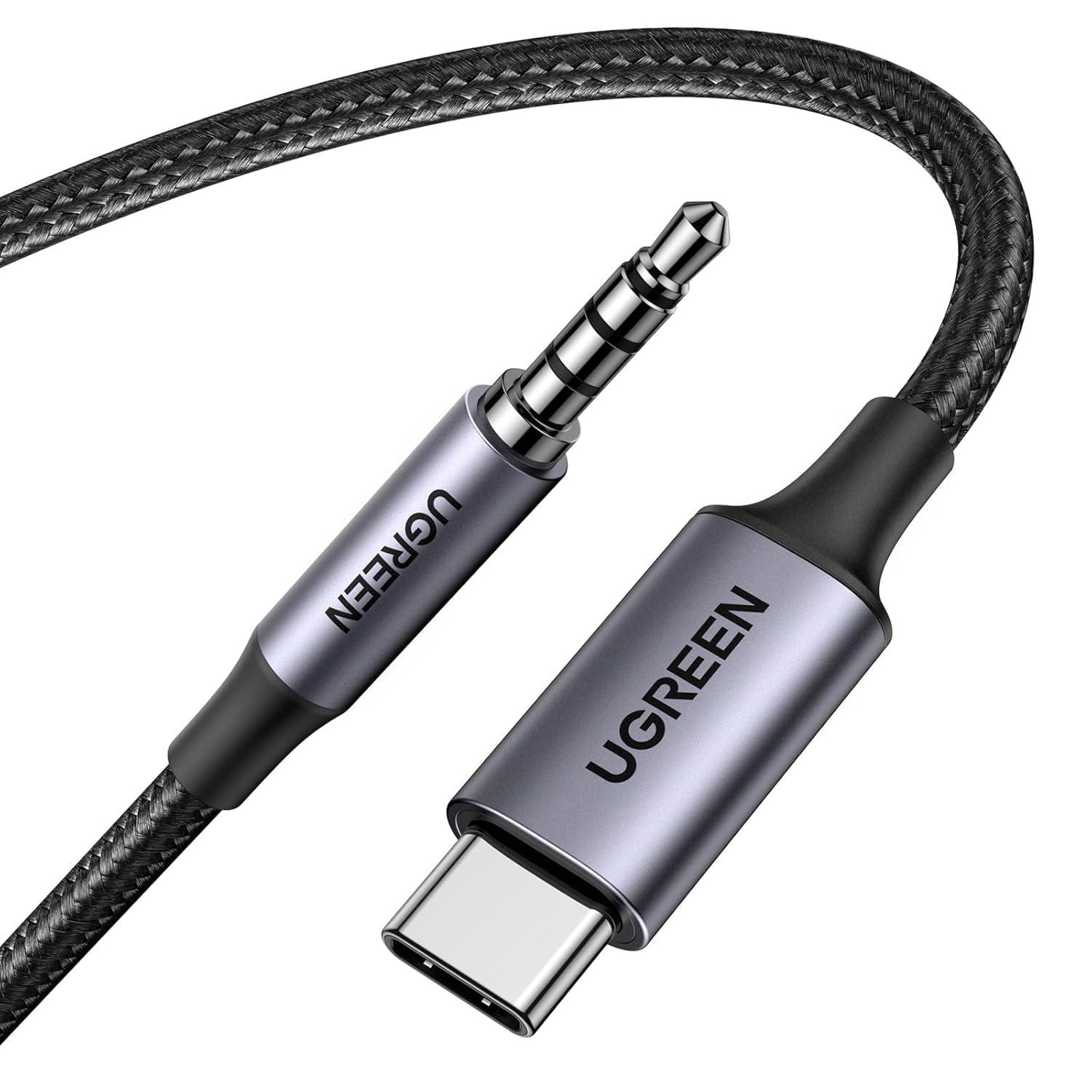 imageUGREEN Aux to USB C Aux Cord for Car Type C to 35mm Audio Jack Cable 33FT TRRS Headphone Stereo Adapter Mic HiFi Compatible with iPhone 17 16 15 Pro Max16 15 Plus Galaxy S25 Ultra Pixel 10 iPad33FT