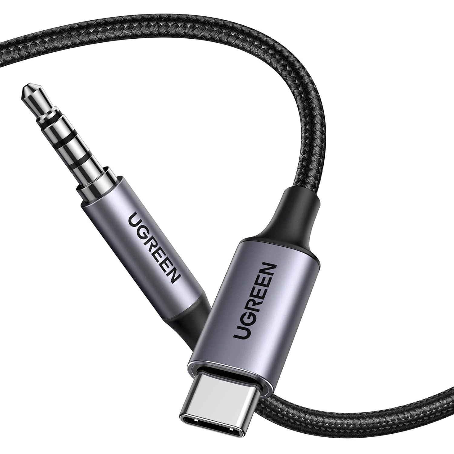 imageUGREEN Aux to USB C Aux Cord for Car Type C to 35mm Audio Jack Cable 33FT TRRS Headphone Stereo Adapter Mic HiFi Compatible with iPhone 17 16 15 Pro Max16 15 Plus Galaxy S25 Ultra Pixel 10 iPad66FT