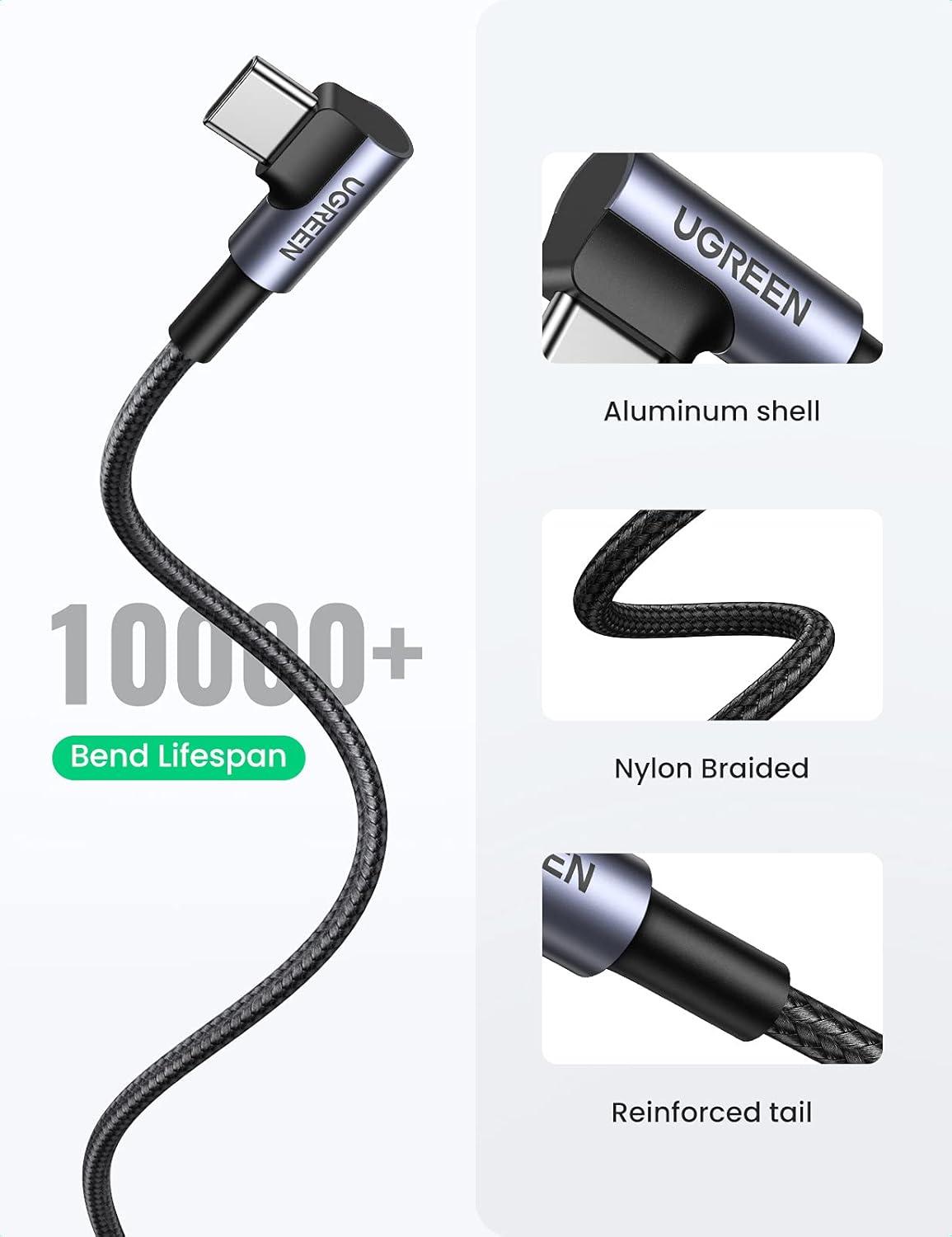 imageUGREEN Right Angle USB C Cable USB A to USB C Cable 90 Degree Type C Cord Compatible with iPhone 1616 Plus16 Pro16 Pro Max15 Galaxy S24S23S10S10 iPad mini 6Air 5 Pixel 87 33FT66FT