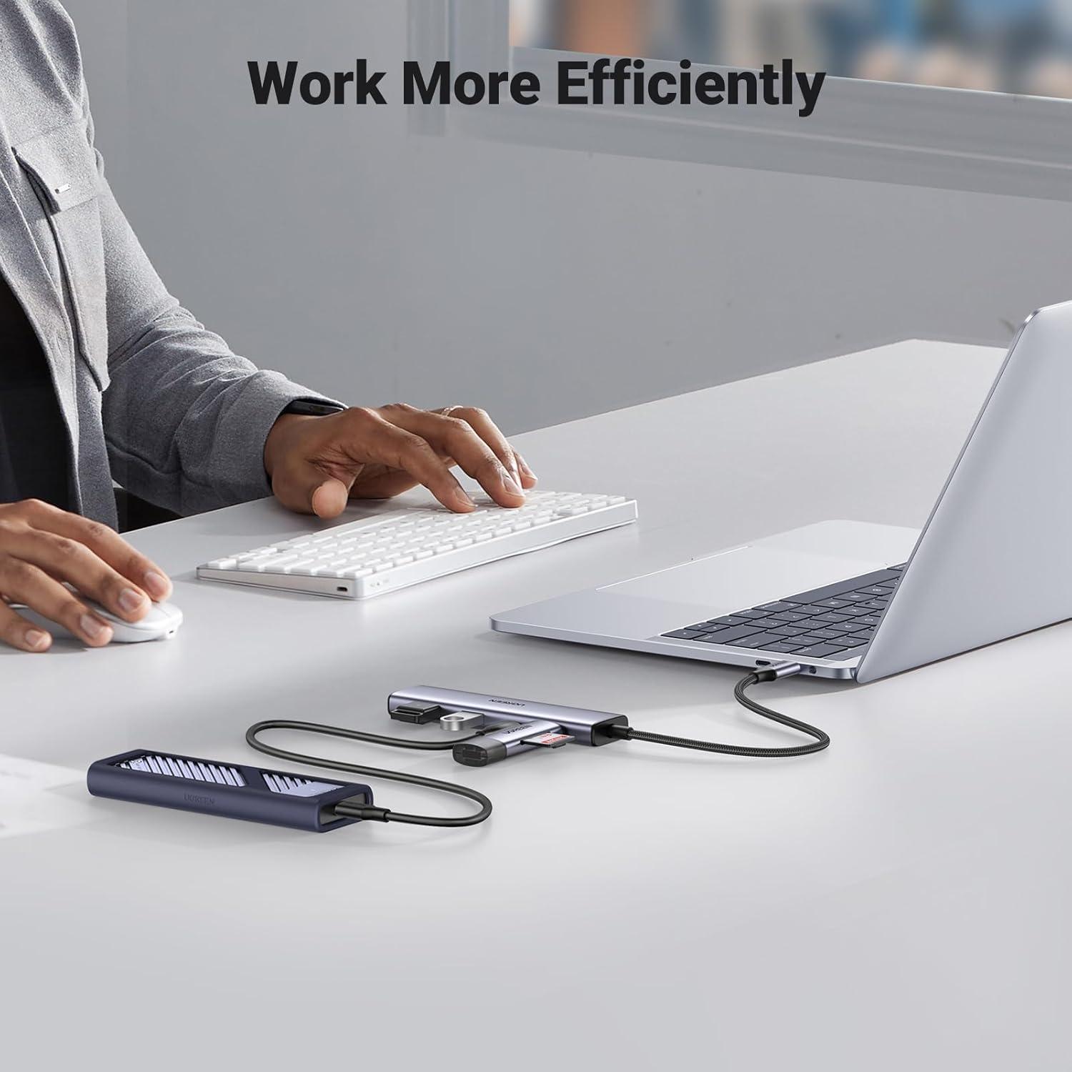 imageUGREEN USB C Hub 4 Port USB C Splitter 5Gbps with 2 USB C and 2 USB A Data Port Aluminium Type C to Multiple USB Adapter for Thunderbolt MacBook M1M2 iPhone 15 Pro Series iPad Pro XPS and More