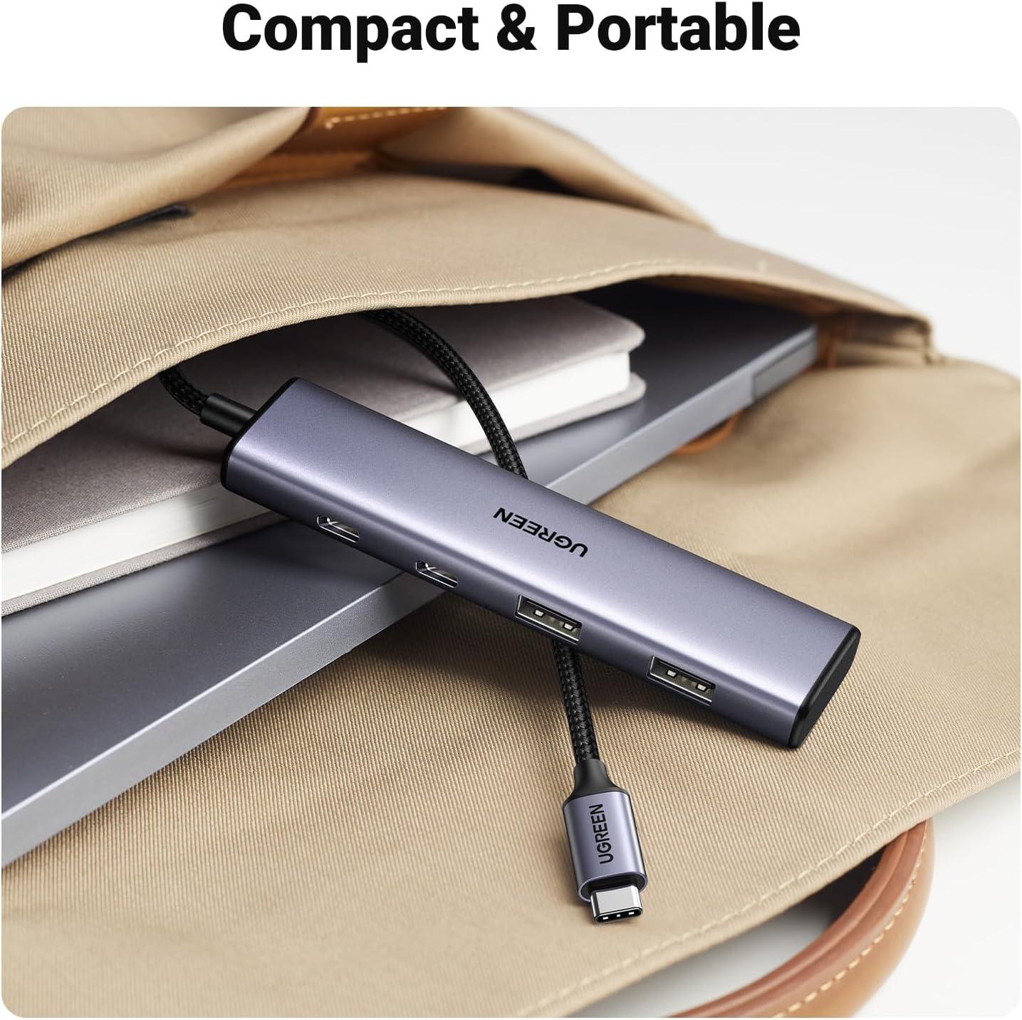 imageUGREEN USB C Hub 4 Port USB C Splitter 5Gbps with 2 USB C and 2 USB A Data Port Aluminium Type C to Multiple USB Adapter for Thunderbolt MacBook M1M2 iPhone 15 Pro Series iPad Pro XPS and More