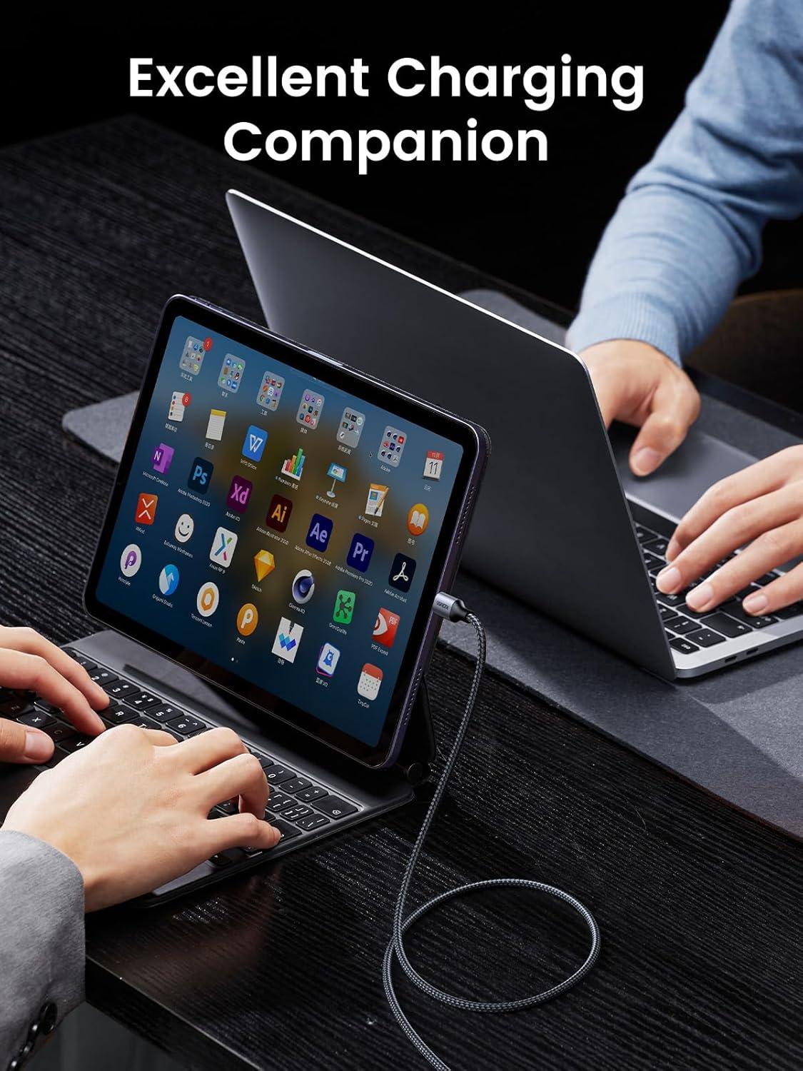 imageUGREEN USB C to USB C Cable 33FT 60W 2Pack USB C Cable Nylon Braided Type C Cord for iPhone 1716 Galaxy S25S24S22 Pixel 87 MacBook AirPro Dell XPS iPad ProMiniAir Switch Steam Deck33FT