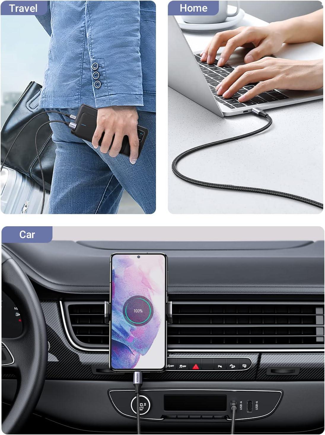 imageUGREEN USB to USB C Cable Car Carplay Cable USB A to Type C Cable Fast Charging Braided USB C Cord Compatible with iPhone 1616 Plus16 Pro15 Samsung Galaxy S24S23 Pixel 87 16FT10 ft