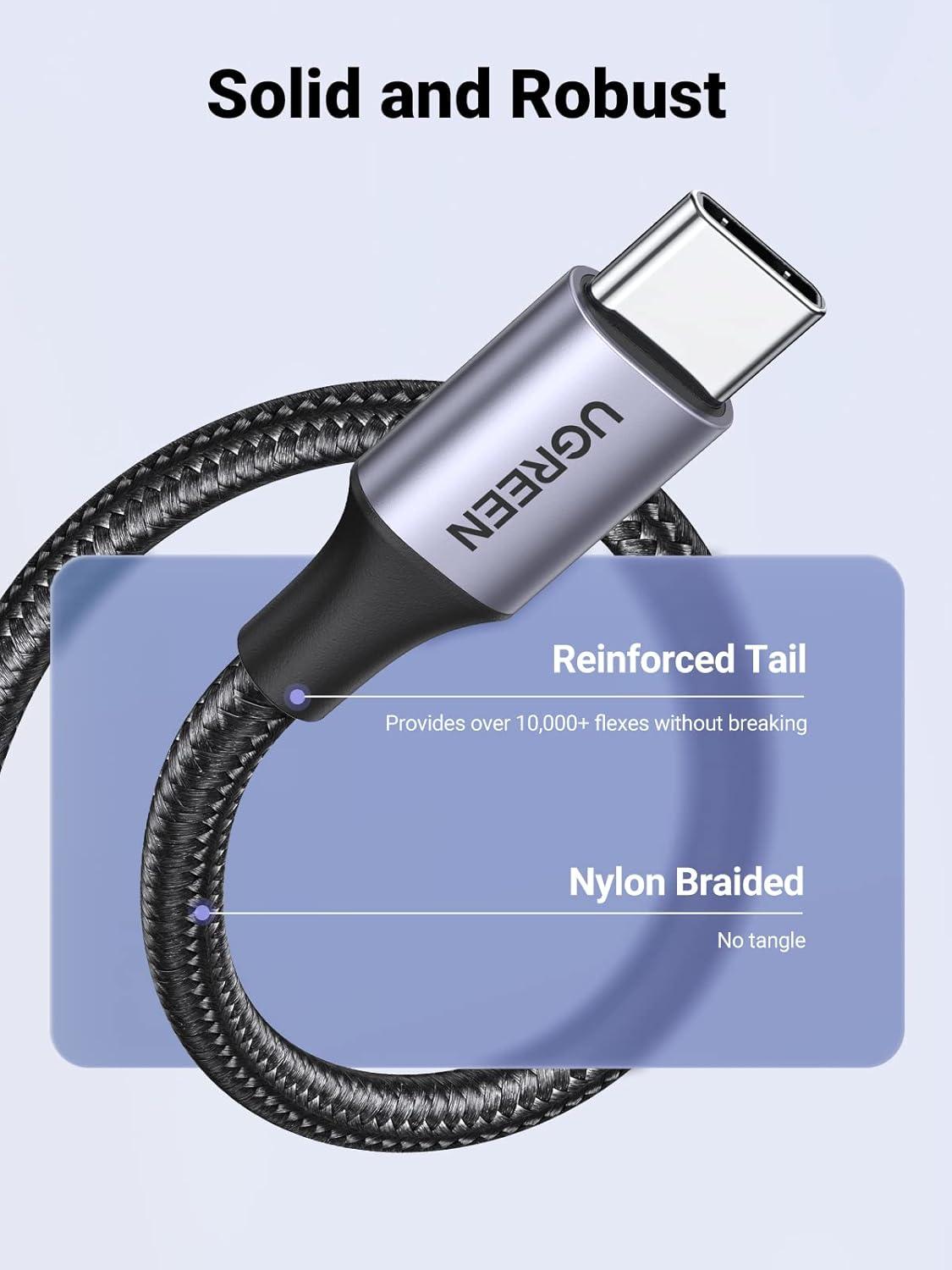 imageUGREEN USB to USB C Cable Car Carplay Cable USB A to Type C Cable Fast Charging Braided USB C Cord Compatible with iPhone 1616 Plus16 Pro15 Samsung Galaxy S24S23 Pixel 87 16FT10 ft