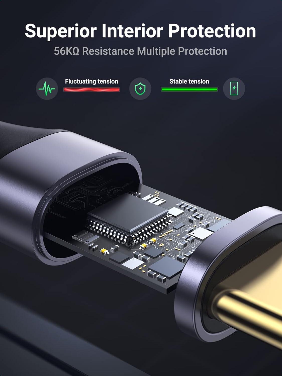 imageUGREEN USB to USB C Cable USB C 30 Cable 5Gbps Data Transfer Type C Cable Fast Charging Nylon Braided Cord for Android AutoiPhone 16Galaxy S21 S20 A53 A71iPad Mini 6SwitchPS5 Controller 33FT66FT