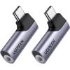 imageUGREEN 2 Pack USB C to 35mm Audio Adapter Type C Aux Headphone Jack DAC Stereo Mic HiFi Right Angle Dongle Compatible with iPhone 17 16 15 Pro Max16 15 Plus iPad Pro Galaxy S25 Ultra Pixel 9 GrayGray