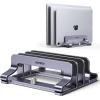 imageUGREEN 2Slot Vertical Laptop Stand Holder Desk Compatible with MacBook Pro Air Laptop Stand Desktop Adjustable Lenovo Ideapad Surface Book HP Notebook Dell Chromebook Up to 173 Inch Space Gray3Slot