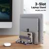 imageUGREEN 2Slot Vertical Laptop Stand Holder Desk Compatible with MacBook Pro Air Laptop Stand Desktop Adjustable Lenovo Ideapad Surface Book HP Notebook Dell Chromebook Up to 173 Inch Space Gray3Slot