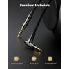 imageUGREEN 35mm Audio Cable HiFi Sound Stereo Nylon Braided Male to Male Aux Cord 90 Degree Aux Cable Gold Plated Compatible with iPod iPad Tablets Headphone Speakers Home Car Stereos 3FT