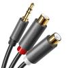 imageUGREEN 35mm Male to 2 RCA Female Jack Stereo Audio Cable Y Adapter Gold Plated Red and White to Headphone Cord Compatible with iPhone iPod iPad MP3 TV DVD Player DJ Controller Mixer Speaker 08 Feet