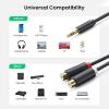 imageUGREEN 35mm Male to 2 RCA Female Jack Stereo Audio Cable Y Adapter Gold Plated Red and White to Headphone Cord Compatible with iPhone iPod iPad MP3 TV DVD Player DJ Controller Mixer Speaker 08 Feet