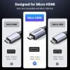 imageUGREEN 8K Micro HDMI to HDMI Cable 66FT 21 Aluminum Shell Braided 48Gbps Ultra High Speed 8K60Hz 4K240Hz Support HDR eARC Dolby Compatible with GoPro Raspberry Pi 5 Camera Nikon66FT
