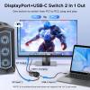 imageUGREEN 8K60Hz DisplayPortUSB C Switch 2 in 1 Out DP 14 Out Ultra HD Supports 4K240Hz 3D HDR10 HDCP23 USBCDisplayPort Switcher Compatible with Laptops Computers Desktop Steam Deck