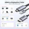 imageUGREEN Active HDMI to DisplayPort Male Unidirectional Cable with USB Powered 4K60Hz 1080P120Hz HDMI to DP Display HDR Dolby HDCP23 Braided 66FT Compatible with Laptop PC PS5 Xbox Switch