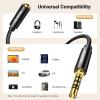 imageUGREEN Headphone Extension Cable 4 Pole TRRS 35mm Extension with Microphone Male to Female Stereo Audio Cable Gold Plated Nylon Braided Compatible with iPhone iPad Smartphones Media Players 33FT16FT