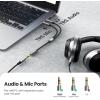 imageUGREEN Headphone Splitter for Computer 35mm Female to 2 Dual 35mm Male Braided Audio Splitter Cable Microphone Stereo Jack Earphones Port Cord Gaming Headset to PC Laptop Adapter Black