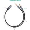imageUGREEN Headphone Splitter for Computer 35mm Female to 2 Dual 35mm Male Braided Audio Splitter Cable Microphone Stereo Jack Earphones Port Cord Gaming Headset to PC Laptop Adapter Black