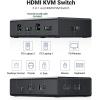 imageUGREEN KVM Switch Share 4 USB Ports USB and HDMI Switch for 2 Computers for Keyboard Mouse Printer to One Monitor Support 4K60Hz 3D HDR Include Desktop Controller 2 USB Cables and 2 HDMI Cables