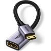 imageUGREEN Mini HDMI to HDMI Adapter Aluminum Shell Braided 4K 60Hz HDR 3D Compatible with Raspberry Pi Zero 2 WW Portable Monitor DSLR Camera Camcorder Graphics Card Laptop Projector Tablet GreyGrey