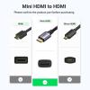 imageUGREEN Mini HDMI to HDMI Adapter Aluminum Shell Braided 4K 60Hz HDR 3D Compatible with Raspberry Pi Zero 2 WW Portable Monitor DSLR Camera Camcorder Graphics Card Laptop Projector Tablet GreyGrey