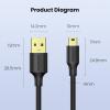 imageUGREEN Mini USB Cable 3FTUSB Mini 20 Cable CableMini USB B Charger Cable Compatible with Garmin Nuvi GPSSatNavDash CamCameraPS3 ControllerHard DriveGoPro Hero 333 FT