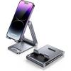 imageUGREEN Phone Stand for Desk Cell Phone Holder Adjustable Compatible with iPhone 17 Air16151413 Pro Max12 Mini11XS MaxXRXNintendo Switch Aluminum Metal Desktop Stand Portable Space GreySpace Grey