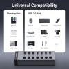 imageUGREEN Powered USB 30 Hub 7Port USB Adapter with 4 Smart Charging Ports USB Splitter with Individual Led OnOff Switches and Power Adapter USB Ports Extender for Laptop PC