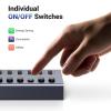 imageUGREEN Powered USB 30 Hub 7Port USB Adapter with 4 Smart Charging Ports USB Splitter with Individual Led OnOff Switches and Power Adapter USB Ports Extender for Laptop PC