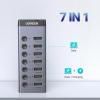 imageUGREEN Powered USB 30 Hub 7Port USB Adapter with 4 Smart Charging Ports USB Splitter with Individual Led OnOff Switches and Power Adapter USB Ports Extender for Laptop PC