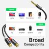 imageUGREEN RCA to Aux Cable 35mm Male to 2RCA Female Adapter HiFi Sound Auxiliary Stereo Audio Cord Gold Plated Y Splitter 18 to RCA Connector for iPhone MP3 Tablet Computer Speaker 08FT
