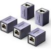 imageUGREEN RJ45 Coupler 10Gbps 5 Pack Ethernet Extender Cat8 Cat7 Cat6 Cat5 Ethernet Cable Extender Adapter 328ft LAN Connector in Line Coupler Female to Female Aluminum AlloySpace Grey