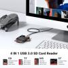 imageUGREEN SD Card Reader USB 30 Card Hub Adapter 5Gbps Read 4 Cards Simultaneously CF CFI TF SDXC SDHC SD MMC Micro SDXC Micro SD Micro SDHC MS UHSI BlackAdapter
