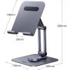 imageUGREEN Tablet Stand for Desk Swivel with 360 Rotating Base Tablet Holder Aluminum Portable Stand Adjustable Home Office Accessories Compatible with iPad Pro 11 Air Mini 6 5 Grey