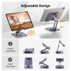imageUGREEN Tablet Stand for Desk Swivel with 360 Rotating Base Tablet Holder Aluminum Portable Stand Adjustable Home Office Accessories Compatible with iPad Pro 11 Air Mini 6 5 Grey