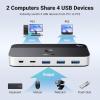 imageUGREEN USB 30 Switch 2 Computers Sharing USB C ampamp A Devices 4 Port USB Switcher Sharing Keyboard and Mouse PrinterScanner USB Switch Hub for Two Computers with 2 USB30 Cables and ControllerSilver