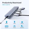 imageUGREEN USB C Hub  4 Port USB 30 Powered Splitter for Laptops MacBooks iPads Chromebooks iPhones Galaxy S23 ampamp More 2FT05 FT