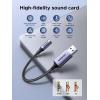 imageUGREEN USB to 35mm Jack Audio Adapter Sound Card Support Mic TRRS Headphone DAC 24bit 96kHz Nylon Braided USB to Aux Jack Compatible with Windows Mac Linux PC PS5 PS4 Switch 2 Speaker 98 Inch
