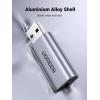 imageUGREEN USB to Audio Jack USB External Sound Card 35mm Audio Adapter 2 in 1 USB A to Aux TRRS Headphone Adapter Microphone Stereo Jack Aluminum Compatible with PS5 PC Windows Mac Linux Laptop DesktopSilver