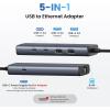 imageUGREEN USB to Ethernet Adapter 5 in 1 USB Hub with Ethernet with 2 USBC 32 10Gbps  1USBA 321USBA 20Gigabit RJ45 Network LAN Internet Dongle Compatible for Laptop MacBook ProAir XPS